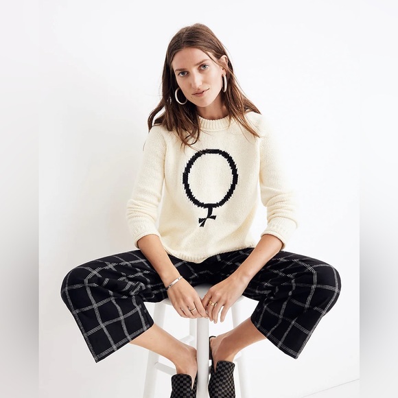 Madewell Sweaters - MADEWELL x Girls Inc. Female Symbol Keaton Pullover Sweater - Cream & Black - XS